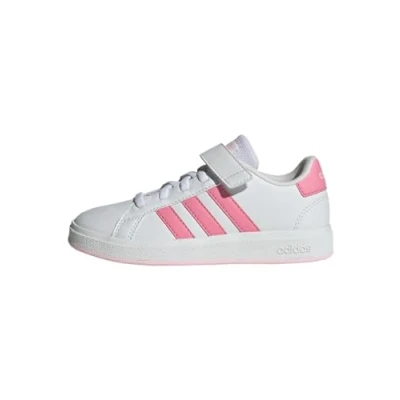 Image of adidas Grand Court Elastic Lace and Top Strap Shoes Sneaker, Cloud White/Bliss Pink/Clear Pink, 5.5 UK