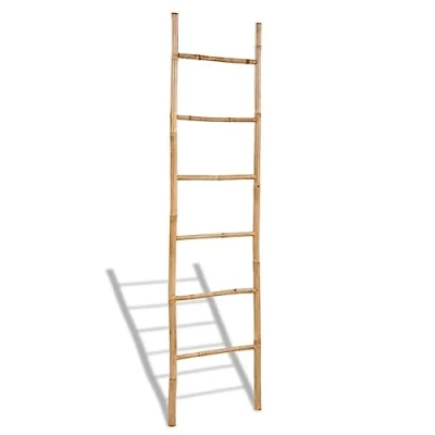 Image of vidaXL Bamboo Towel Stand with 6 Steps Holder