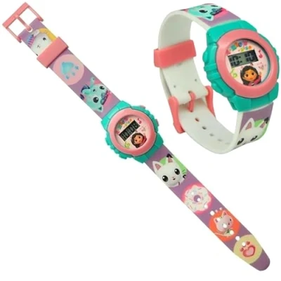 Image of HOVUK Gabbys Dollhouse Digital Watch with Cartoon Bands Plastic Child for Girls Birthday Cute Outdoor Christmas Holiday 3+Years Size 29cm
