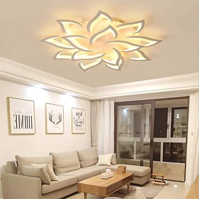 Image of FUMIMID Modern LED Ceiling Lamp Dimmable Living Room Light Creative Flower Shape Design Acrylic Metal Petal Chandelier with Remote Control Bedroom Children&#039;s Lighting Fixtures,14 heads