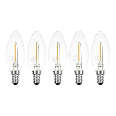 Image of 5 x LED Filament Candle 1 W ALMOST LIKE 15 Clear E14 100Lm Bulb Warm White 2700 K