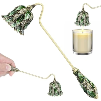 Image of Candle Snuffer Safe Extinguisher with Long Handle Elegant Decorative Snuffers for All Candles Putting out Fire Wick Metal Stopper Vintage Candlesnuffer Wicks Flame Safely