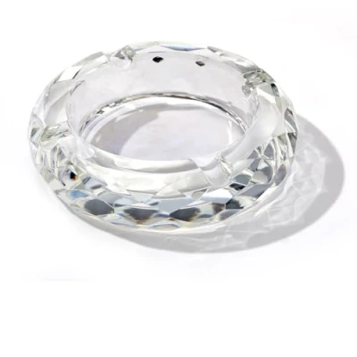 Image of CDXHOME Crystal Glass Ashtray, Elegant Gold Cigar Cigarettes Holder for Home &amp; Office Desktop Tabletop Décor(Crystal Clear,4.7inch)