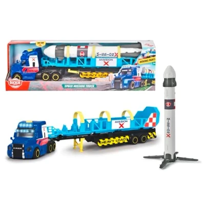 Image of DICKIE Space Mission Truck with Rocket, 30cm toy car for kids