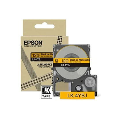 Image of Epson LabelWorks[Matte Yellow/Black 12mm LK 4YBJ]tape compatible with LW C410 and C613