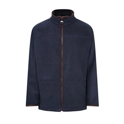 Image of Champion Mens Berwick Fleece Jacket With Faux Suede Trim Navy Blue M