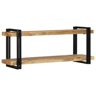 Image of vidaXL Wall Shelf 110x33x45 cm Retro Brown Floating Solid Mango Wood Mounted Storage for Living Room/Office/Study Durable and Space Saving Design