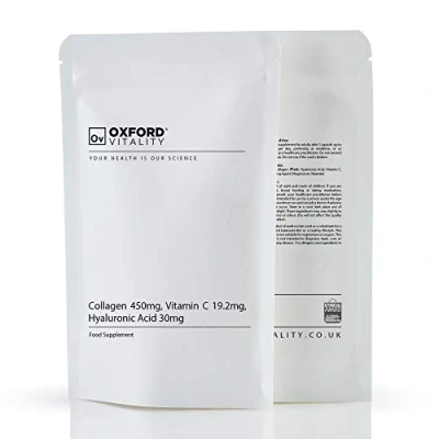 Image of Collagen 450mg, Vitamin C 19.2mg, Hyaluronic Acid 30mg Capsules Bones &amp; Skin, Iron Absorption Oxford Vitality (120)