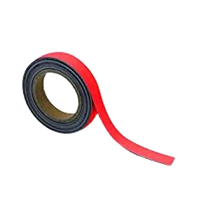 Image of Magnetic Steel Easy Wipe Tape, Thin &amp; Flexible, Cut to Fit Strip, Strong High Visible Identification, Suitable For All Non Surfaces Red H.25mm x W.10M