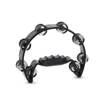 Image of GEWA jingle wreath half moon 16 pairs of chrome plated jingles double row color black