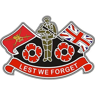 Image of Pinhead POPPY STICKER WITH BRITISH ARMY FLAG AND UNION JACK Ideal for cars, tablets, laptops, phones, scooters. (Large)