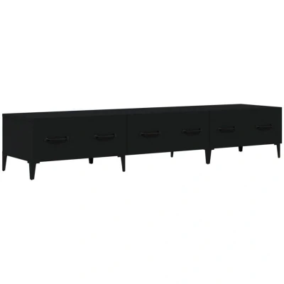 Image of vidaXL Engineered Wood TV Cabinet in Black featuring Drawers for Ample Storage, Perfect Living Room &amp; Bedroom Media Unit