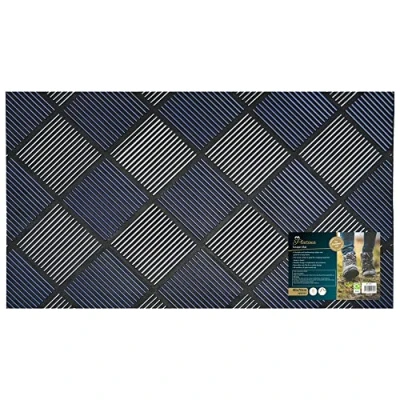 Image of JVL Platina Scraper Rubber Doormat, 40x70cm, Silver/Blue