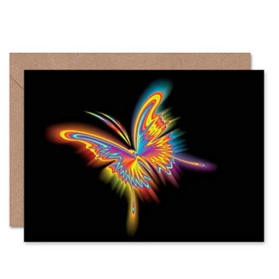 Image of Wee Blue Coo PSYCHEDELIC MULTI COLOURED BUTTERFLY BLANK GREETINGS BIRTHDAY CARD