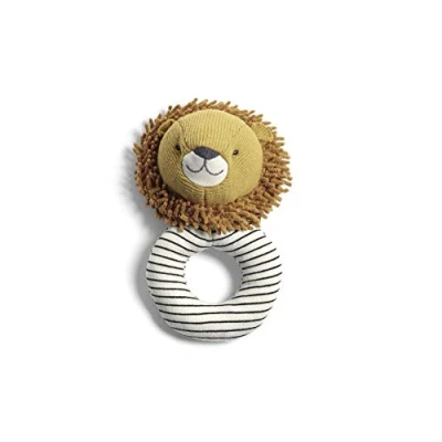 Image of Mamas &amp; Papas Baby/Toddle Soft Grabber Rattle, Ring Shaped, Lion
