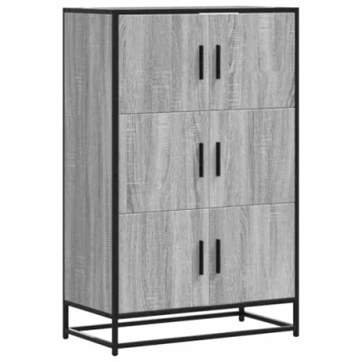Image of vidaXL Highboard Grey Sonoma Engineered Wood &amp; Metal 68x35x106.5 cm Modern Storage Cabinet for Living Room, Dining, Office