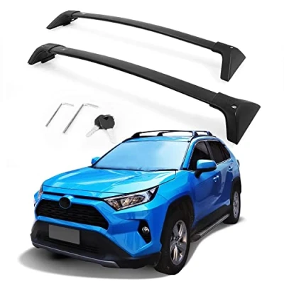 Image of Autekcomma Roof Rack Cross Bars for Toyota RAV4 2019 2023 (Not Fit Models Adventure/TRD Off Road). Anti Theft Lock Mechanism Black Matte Aluminum Corrosion crossbars