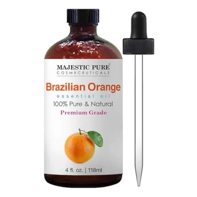 Image of MAJESTIC Pure Brazilian Orange Essential Oil 100% and Natural Premium Grade Oils for Hair Care, Home Diffusers, Skin, Aromatherapy, Massage Humidifiers 4 Fl Oz