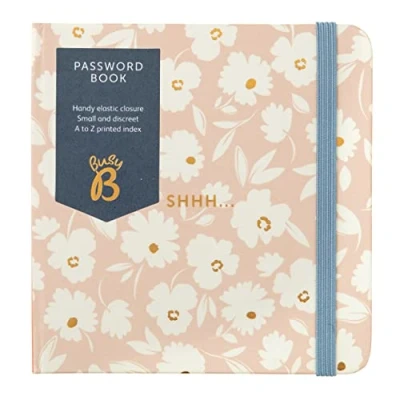 Image of Busy B Password Book in Pink Daisy with Handy Elastic Closure, Compact Design and Discreet A to Z Printed Index for Storing Internet Login Information FSC® Certified