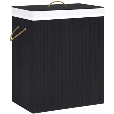 Image of vidaXL Bamboo Laundry Basket Black 100 L