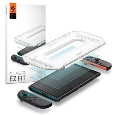 Image of Spigen Glas.tR EZ Fit Temepred Glass Screen Protector for Nintendo Switch 2 with Installation Kit, Original Clarity, 9H Hardness, Oleophobic coating Pack
