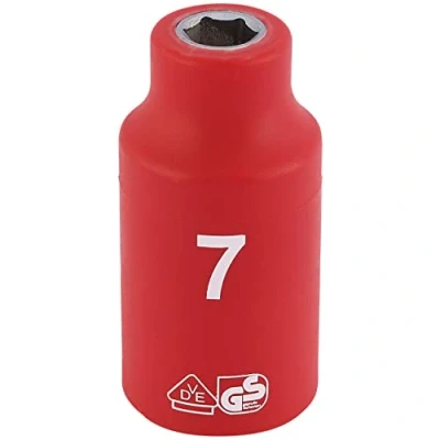 Image of Draper Fully Insulated VDE Socket, 3/8&quot; Sq. Dr., 7mm