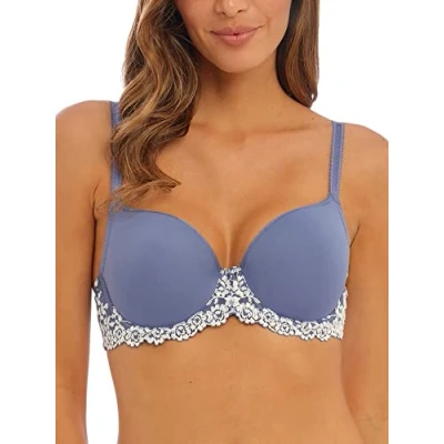 Image of Wacoal Women&#039;s Embrace Lace Contour T Shirt Bra, Opaque, Wild Wind/Egret, 32F