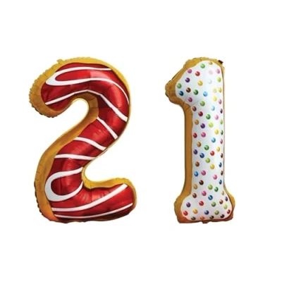 Image of Candy Number 21 Large Helium Foil Balloon Birthday Party Wedding Anniversary Decoration 101cm