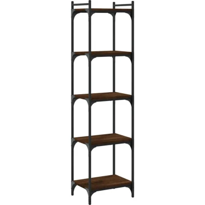 Image of vidaXL Bookcase 5 Tier Brown Oak 40x30x154 cm Engineered Wood
