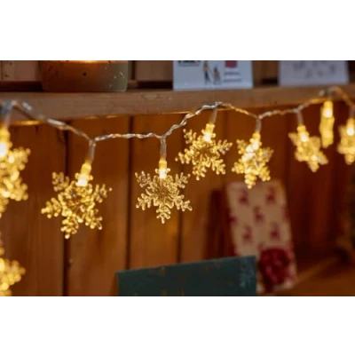 Image of Smart Garden Christmas Sparkle Snowflake String Lights Set of 20 Warm White LEDs Indoor Use 1.9 Metre Decoration, Festive Décor