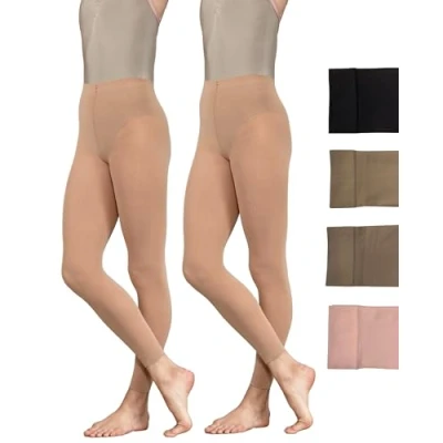 Image of 2 Pairs Dance Ballet Footless Tights (Age 3 5) (Light Suntan)