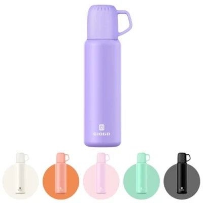 Image of Thermal Flask with Cup 648ml/22oz for Hot Drink, Vacuum Insulated Flask, Cold Water Bottle Thermo Coffee Flasks(Purple,Single)