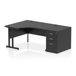 Image of Impulse 1400 LH Crescent Desk Black/Black Cantilever 800 High Ped