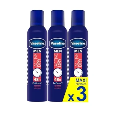 Image of Vaseline Active Dry (Men) Anti perspirant Spray 250 Ml 48h Sweat Protection &amp; Long lasting Freshness Pack Of 3