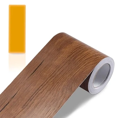 Image of ZTVOWTO Peel and Stick Wide Wallpaper Borders Self Adhesive Trim Waterproof Home Decor Wall Border for Bathroom Living Room Kitchen (Begonia Wood)
