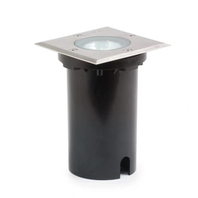 Image of Low Energy Square Stainless Steel Recessed Ground Outdoor Effect Light Cfl Bulb, IP65