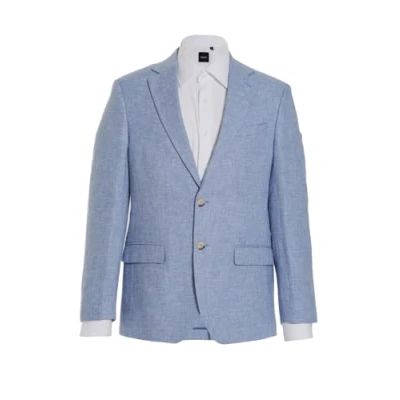 Image of Dobell Mens Light Blue Jacket Lightweight Linen Cotton Blend Regular Fit 42R