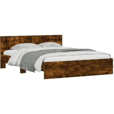 Image of vidaXL Bed Frame without Mattress Smoked Oak 140x200 cm