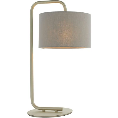 Image of Carrara Table Lamp Satin Champagne Paint &amp; Slate Grey Fabric