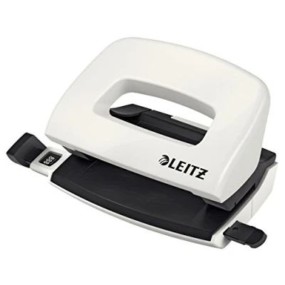 Image of Leitz Mini Hole Punch, 10 Sheets, Guide Bar with Format Markings, Metal, WOW Range, 50601001 Pearl White