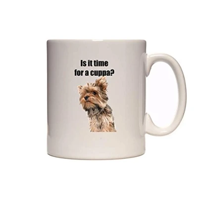 Image of Is It Time For A Cuppa? Cute Yorkshire Terrier (Yorkie) Dog Novelty Tea / Coffee Mug Cup