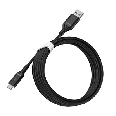 Image of OtterBox Reinforced USB A to C Cable, Charging Cable for Smartphone and Tablet, Ultra Rugged, Bend Flex Tested, 3M, Black