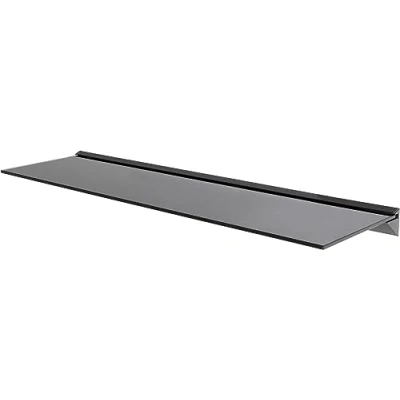 Image of mahara Black Glass floating shelf Extra long 100cm wide wall mounted supporting upto 20Kg, Easy Installation, use in any room