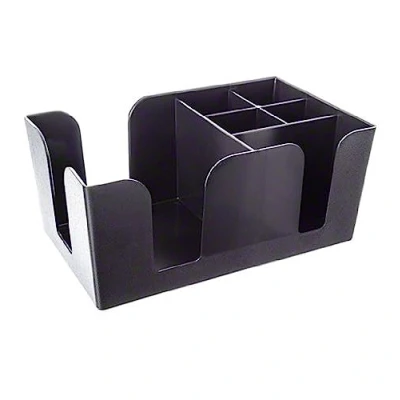 Image of Classic Plastic Bar Storage System Black Container Organizer Spice Napkin Holder Straw