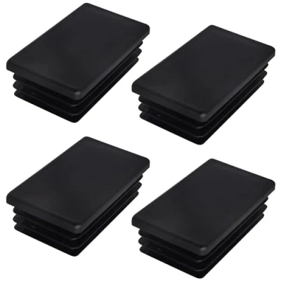 Image of SKIR&#039;CO (4 pcs) Rectangular Plastic Plugs 40 x 70 mm, Mat Tube End Caps, Rectangle Inserts, Fence Post Plugs, Black RAL 9005