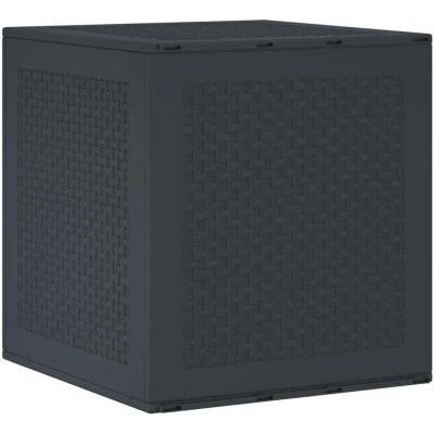 Image of vidaXL garden storage box anthracite plastic outdoor organizer for patio/balcony/garage weatherproof, 55x52.5x57 cm, cubic design