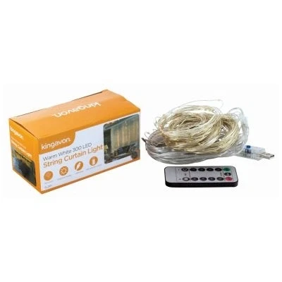 Image of Kingavon Warm White 300 Led String Curtain Light Usb