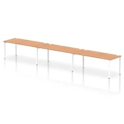 Image of Impulse Bench Single Row 3 Person 1800 White Frame Desk Oak