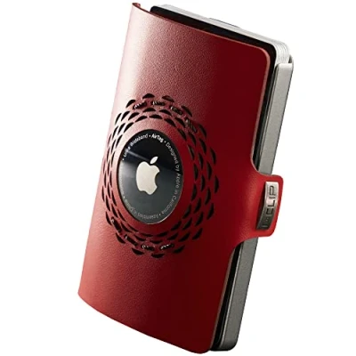 Image of I CLIP Original for Apple AirTag with Moneyclip Wallet Slim compatible Women Silver Red