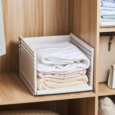 Image of Eden &amp; Willow Wardrobe Storage Organiser, Plastic Box Shelves Stackable Organiser Drawer Baskets for Closet (1)